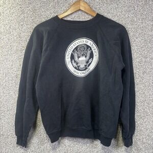 Vintage Hanes Sweatshirt Mens Large Black Fleece Moscow USSR USA Eagle Seal 80s